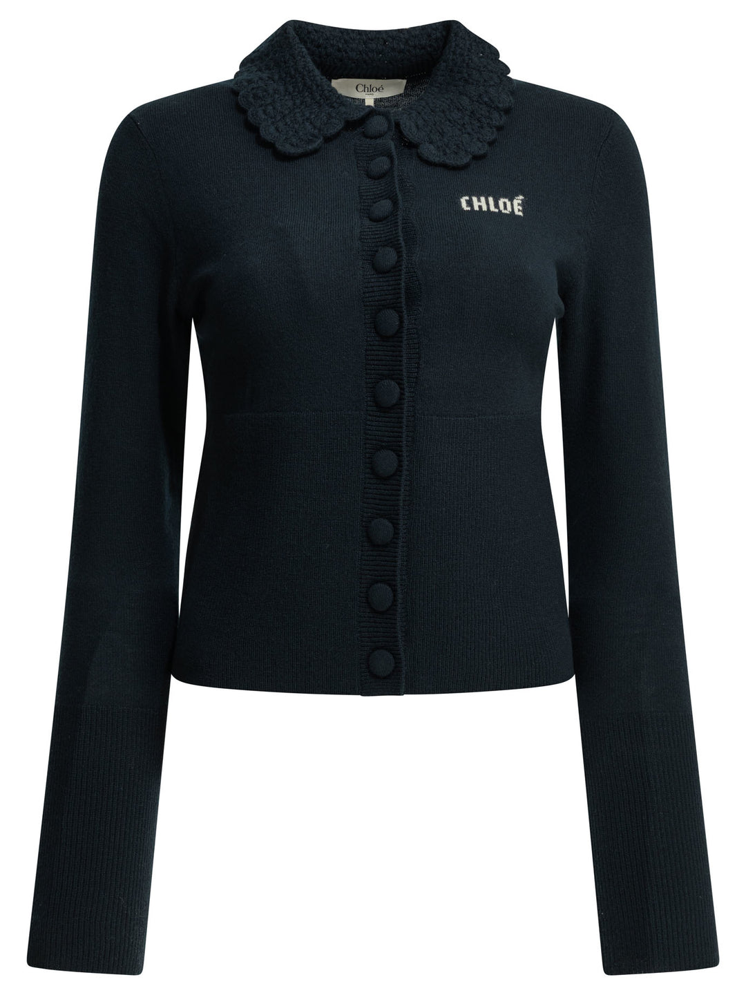 Chloé Polo Sweater With Logo Knitwear - Blu | cfe84db3d989fe4f6b76c2a0c852f53f61e2a3dc