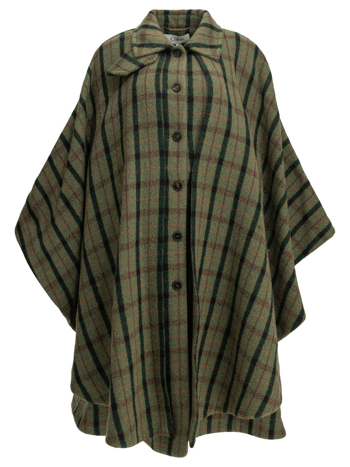 Chloé Wool Cape Jackets and Coats - Verde | 55532b24eb1b2366d77fd57bf4c68cbb106dd32d