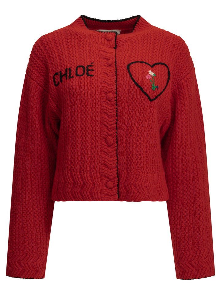 Chloé Heart Knitwear - Rosso | f9304584d22568d6b82d476227f0115aa201b3de