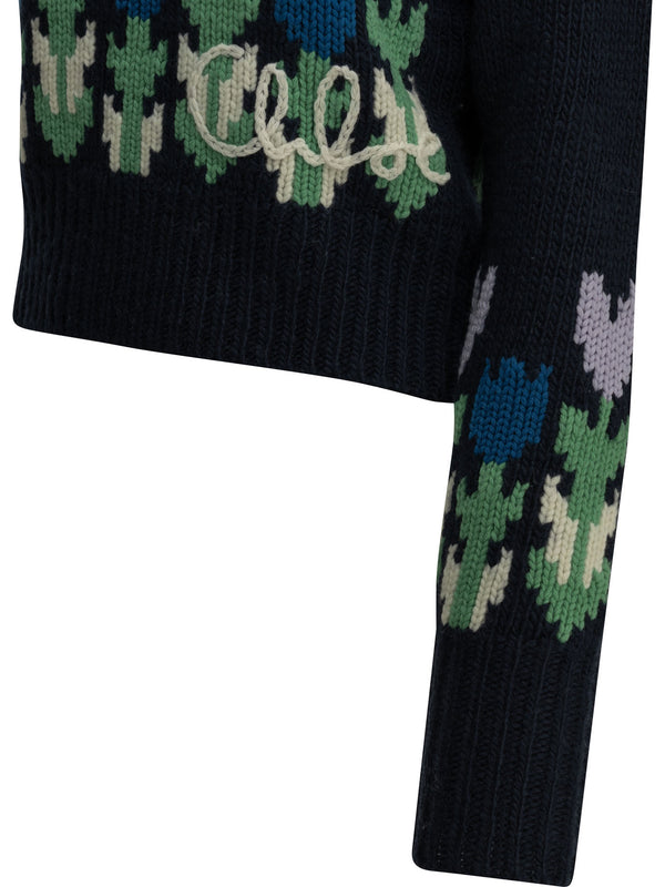 Logo Turtleneck Sweater Maglieria Blu
