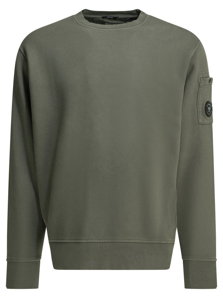 C.P. Company Crewneck Sweatshirt With Logo Sweatshirts - Verde | 9071de7b3d2a8948169bf5f395b51b72d71366dc