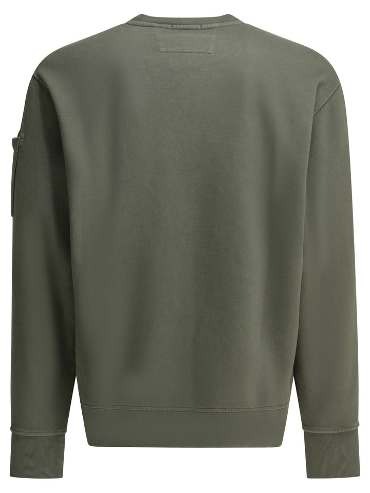 C.P. Company Crewneck Sweatshirt With Logo Sweatshirts - Verde | e4eb8f2ee0a0aab591797b1f3d541f8b314aeee7