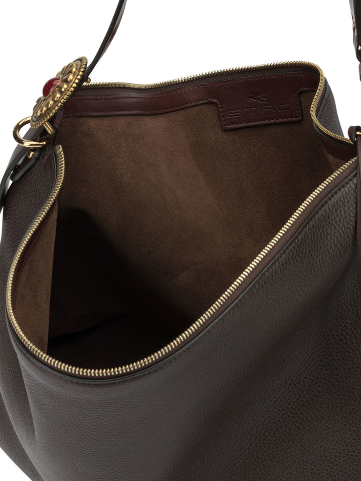 Etro Large Leather Shoulder Bag Borse a Spalla e Tracolla - Marrone | 10129e3df164055cbecf7ffbbdbe89569f9cd336