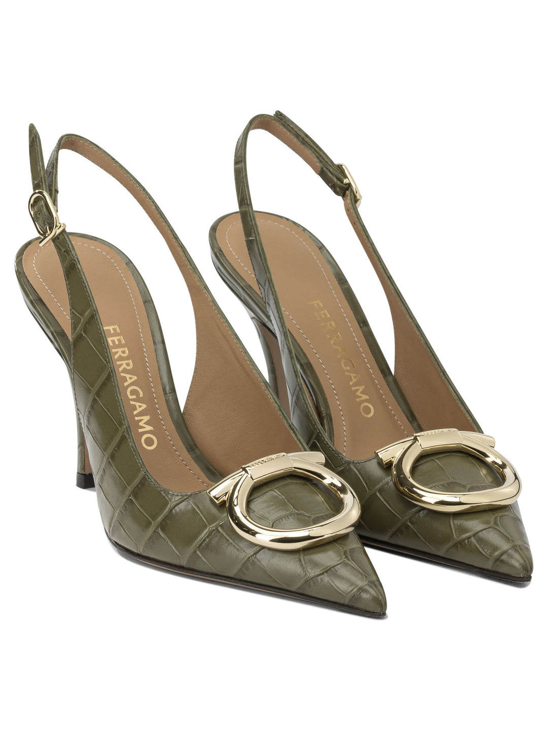 Ferragamo Sara Croc 65mm Heeled shoes - Verde | 7635a840200b3bec6d9f2c0fe35b3d731ecef9f9