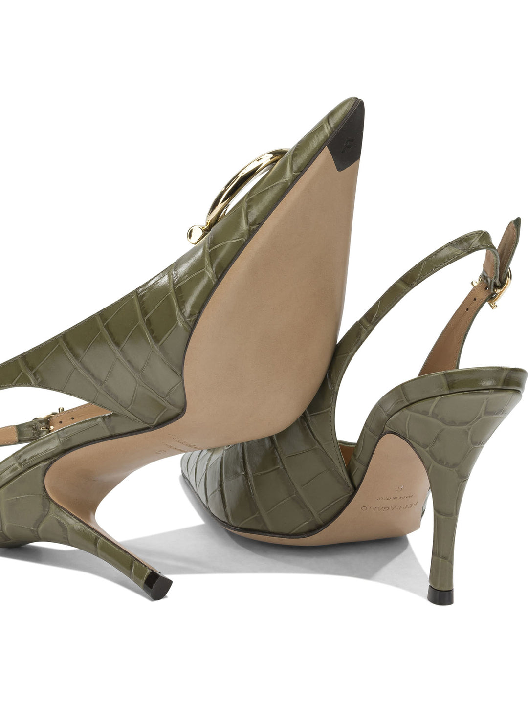 Ferragamo Sara Croc 65mm Heeled shoes - Verde | 0375d706066c521f59dd4c3b385317b8b7e1350a