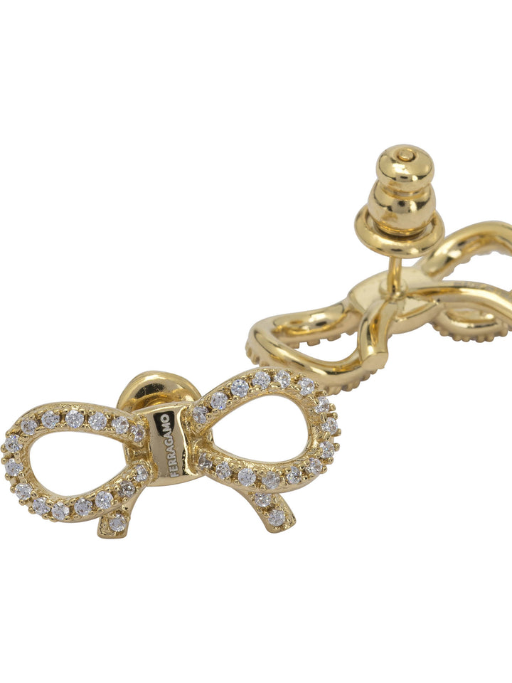 Ferragamo Bow Earrings With Rhinestones Jewels - Oro | 175452774b5509ff0c27b5ec9259b749c1c899dd