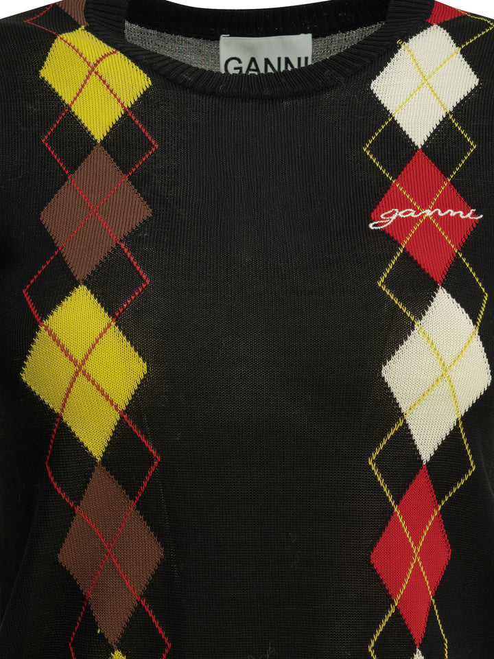 Ganni Argyle Knitwear - Nero | ae70c8db687e1a7dd98b97fec445345746e1218b