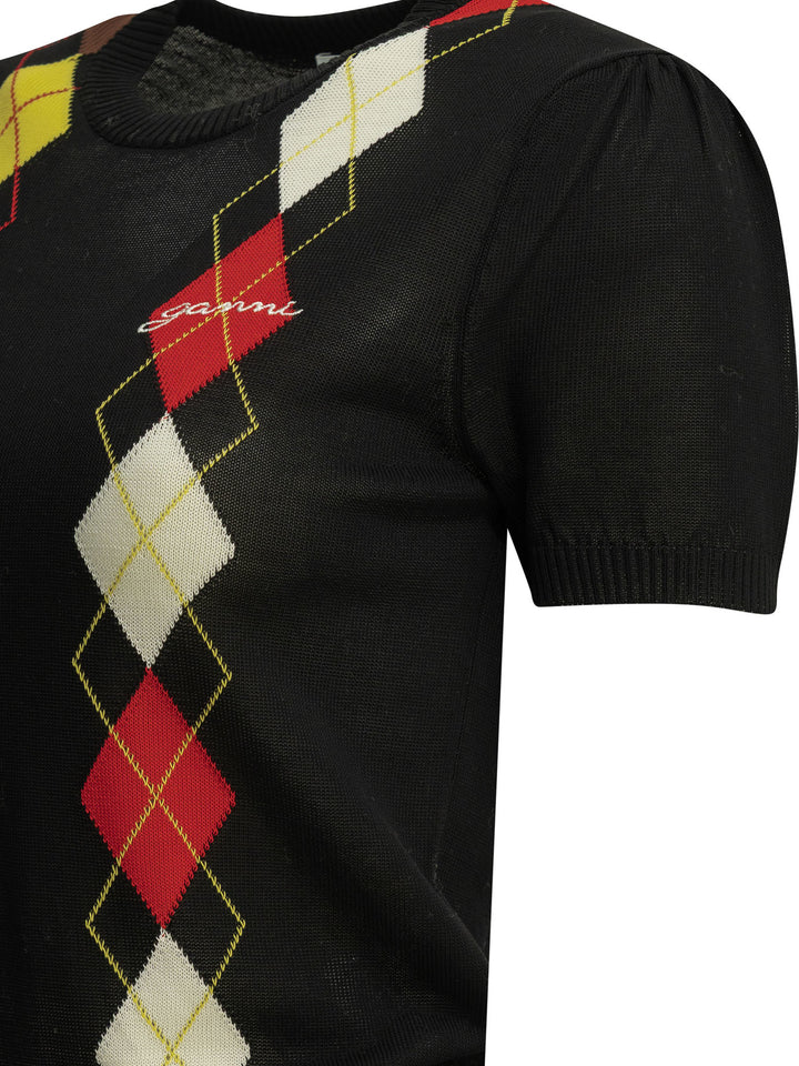 Ganni Argyle Knitwear - Nero | 0f15df55f5792f0065a976b0bcac12a06b5f0679