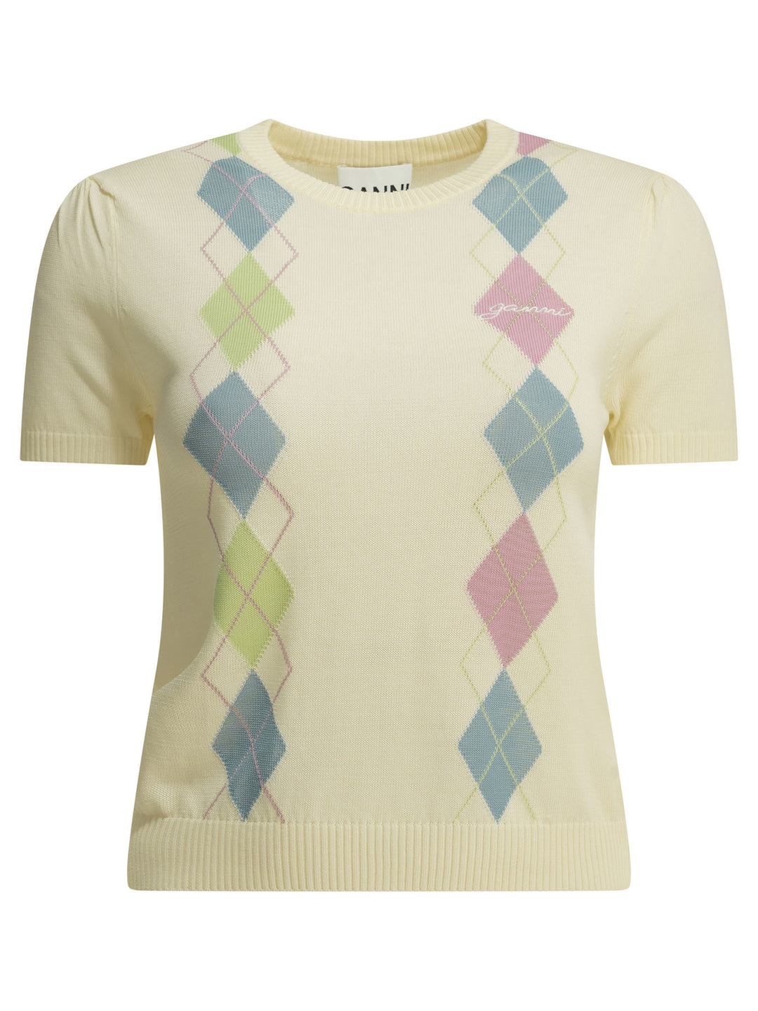 Ganni Argyle Knitwear - Bianco | f3add7f025aa43865e4c634aa9a729a94af11245