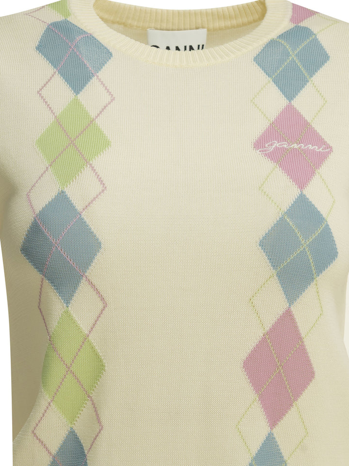 Ganni Argyle Knitwear - Bianco | 563c03c51bfafba781596669d6500a552bcfc913