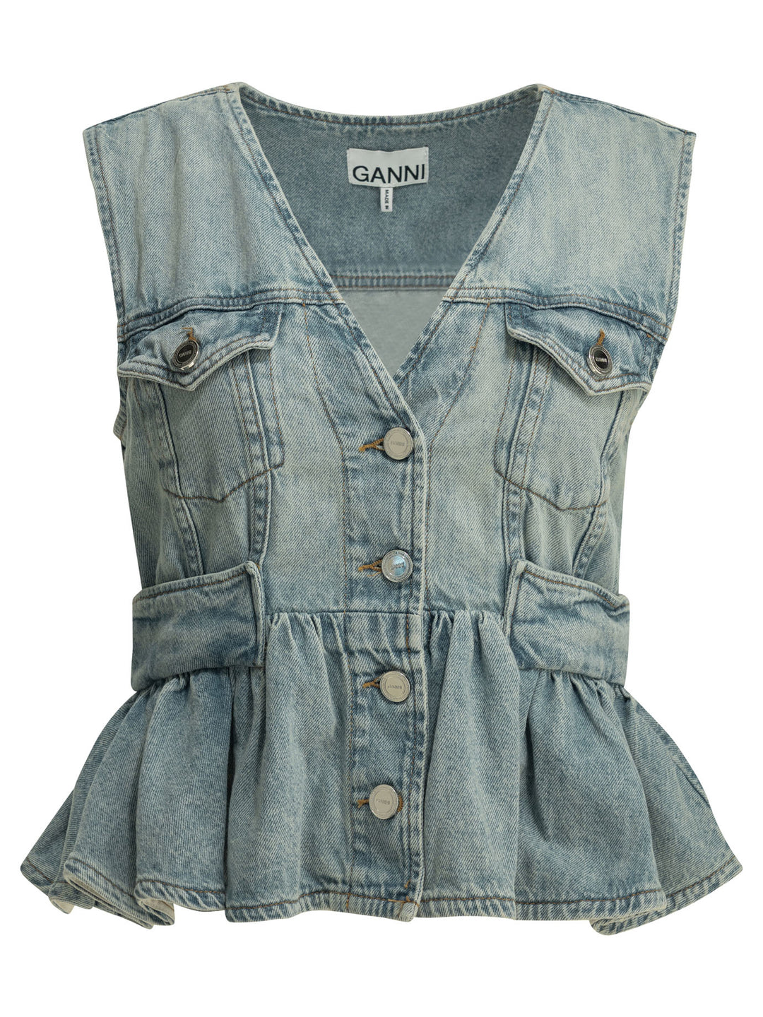 Ganni Denim Vest Top - Light blue | 983ff255c79be4809f4148ca1b15fcbae817b016