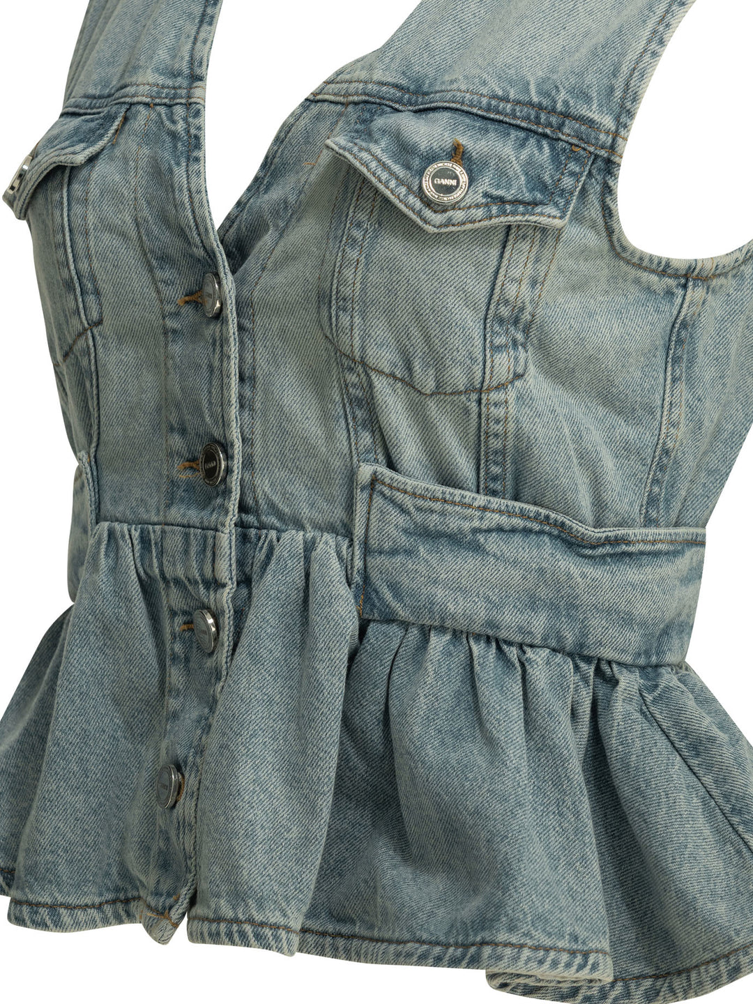 Ganni Denim Vest Top - Light blue | d8bad270cac872b6226aaa123115c48bc9c5779c