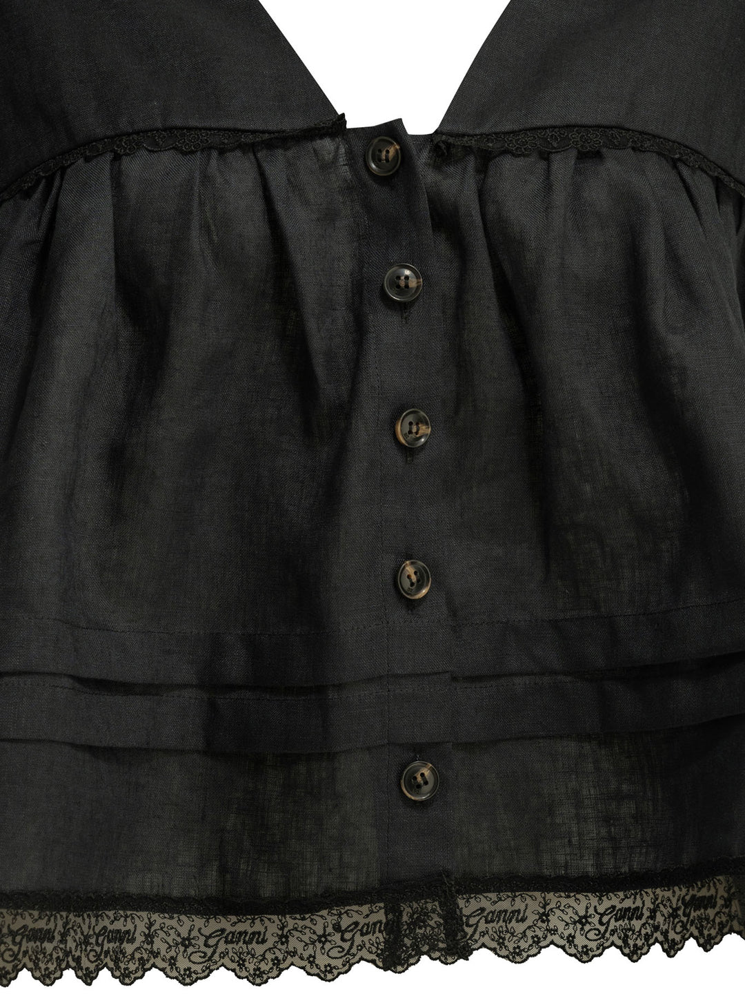 Ganni Linen Blouse Shirts - Nero | 280feabd560e2487f284e18152cf52b0e7817bdf