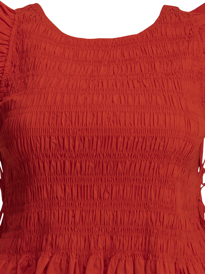 Ganni Casual Pleated Top Top - Rosso | f113771ae178e3b5e44b3b4d6577292b0dbc9066
