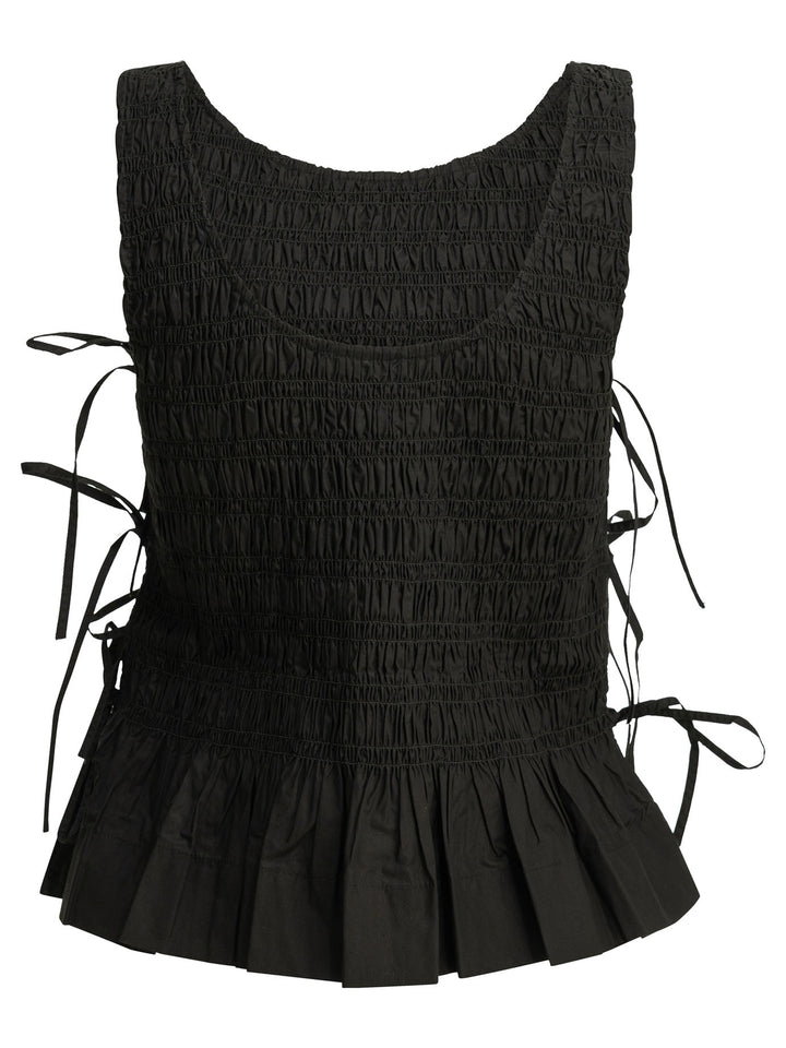 Ganni Casual Pleated Top Top - Nero | 23d03d497c4f13313ac8dbd824e7595b81db199b