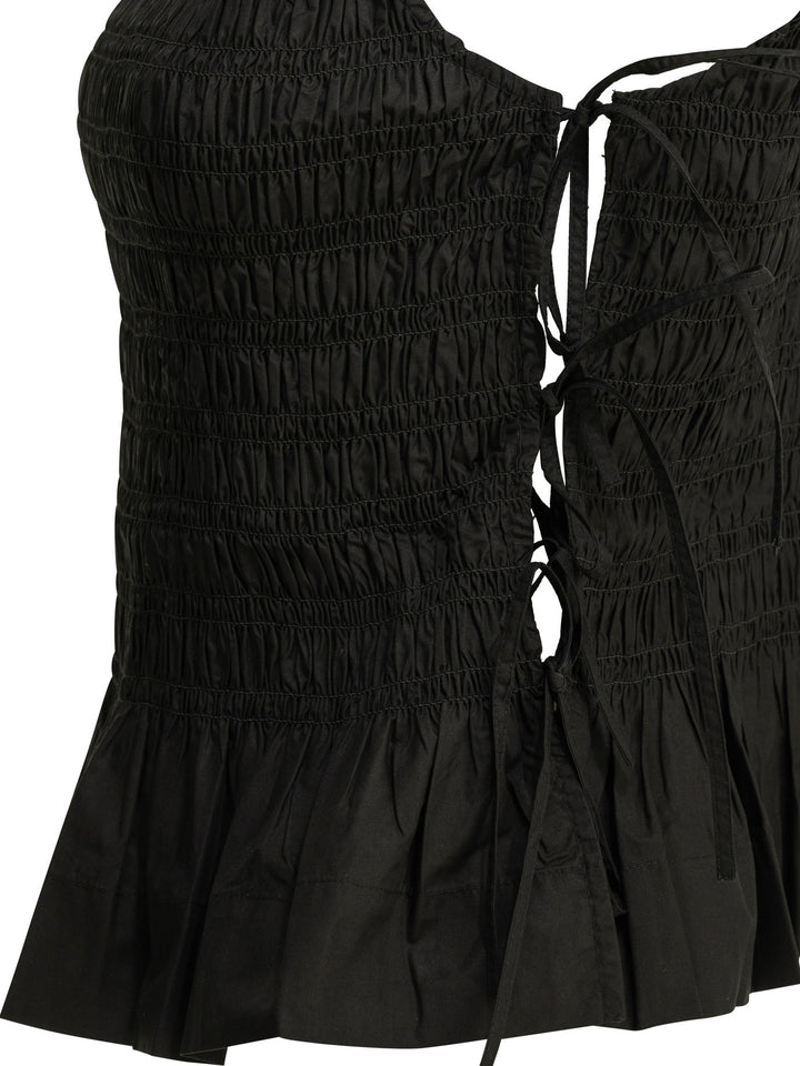 Ganni Casual Pleated Top Top - Nero | e66b837f33b1109eee961078f0a9769f61edb6e9