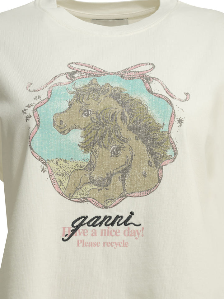 Ganni Qixi T-shirts - Bianco | 3f7578b6f23b73fb92f6e0e7c4df6f78823fa001