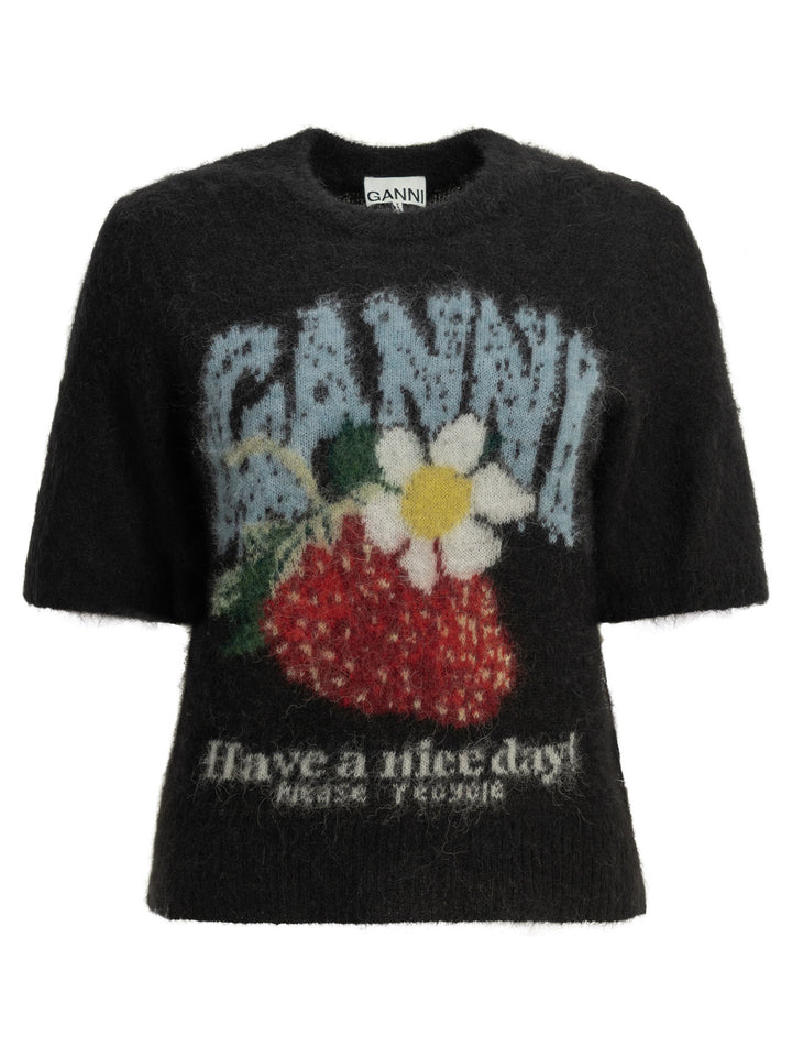 Ganni Strawberry Knitwear - Nero | 38d73ef68a2daa6ff97b3d451c5afb12914fb2f8