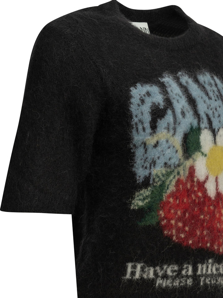 Ganni Strawberry Knitwear - Nero | e10f58bb8ffc93519b02da34fab54873ab93a4b8