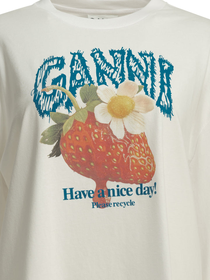 Ganni Strawberry T-shirts - Bianco | 618b47b389145da60c6f51af46690904716f9abc