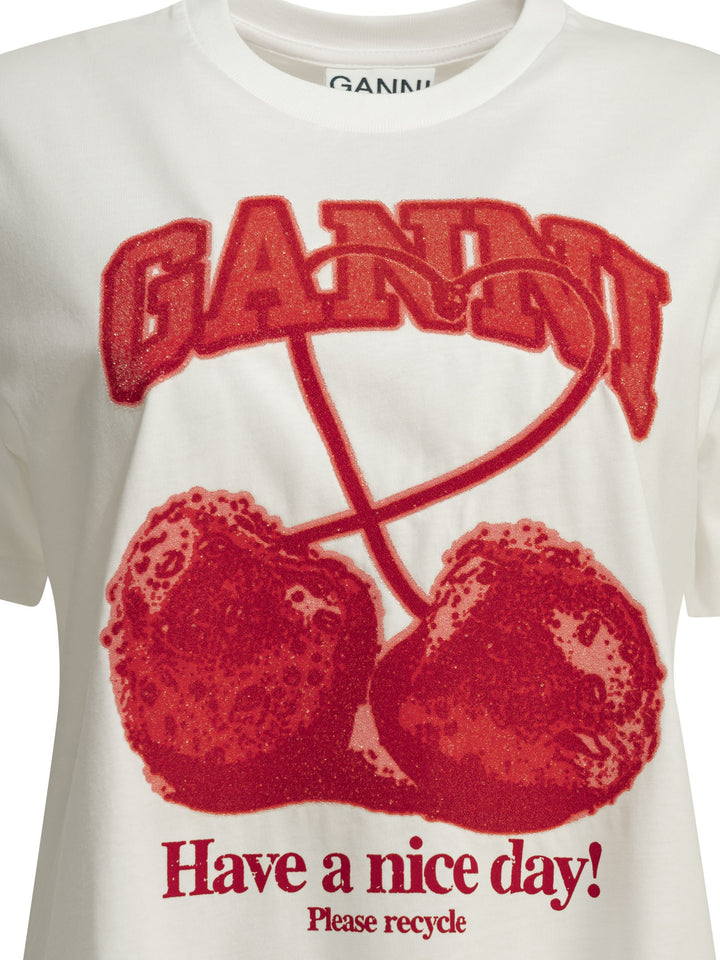 Ganni Cherries T-shirts - Bianco | 0a672598c2c2912dc61b68757c389b5b6f2b1a97