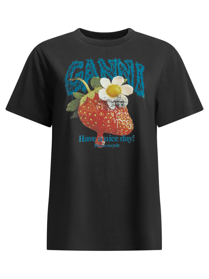 Ganni Strawberry T-shirts - Nero | 31d7e92eac2093c34a536f4deee245d756a62a8d