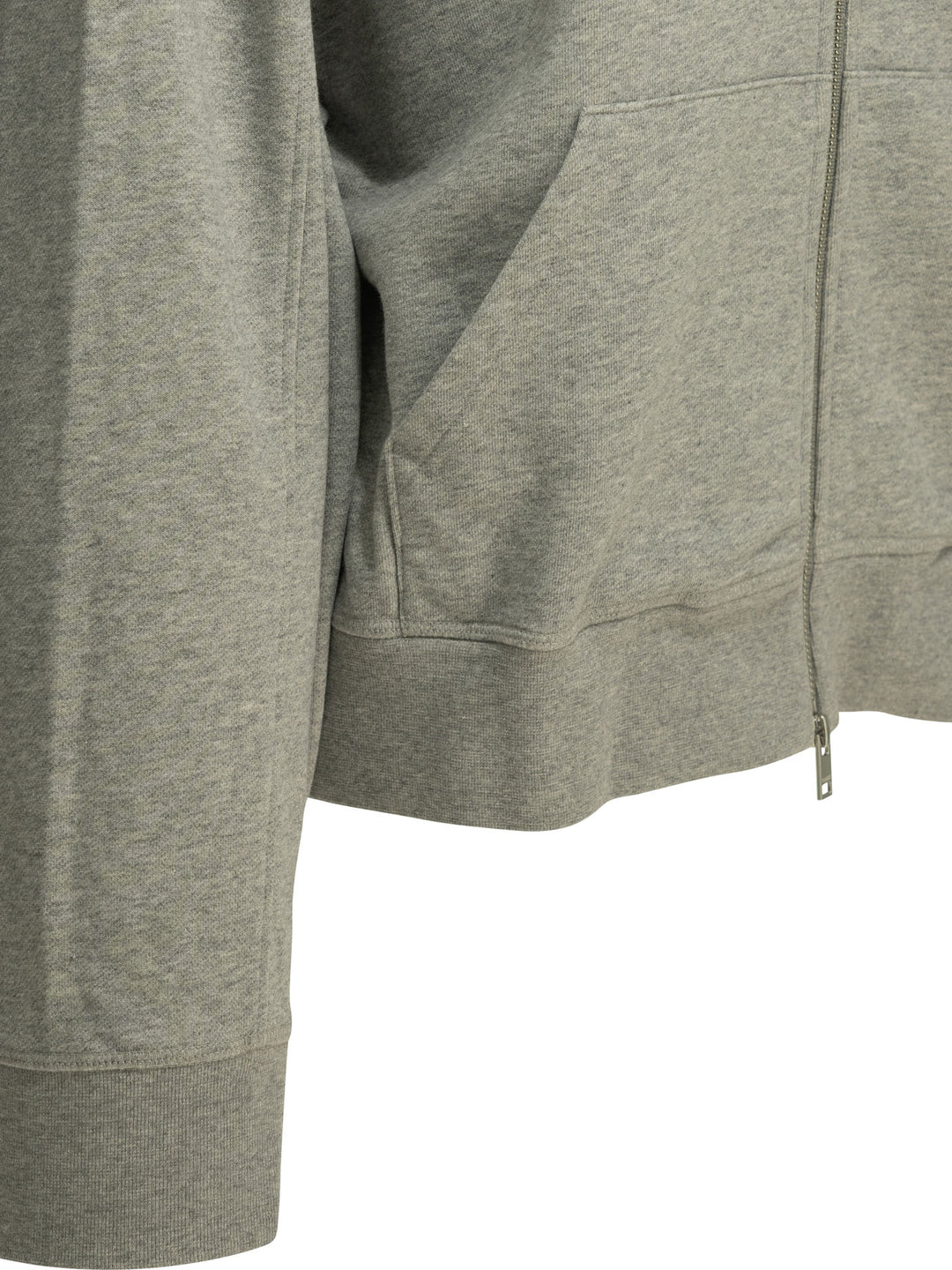 Ganni Sweatshirt With Zipper And Logo Sweatshirts - Grey | 13e8b68a52524a834730fe26eb4dd153c1d1f4e1