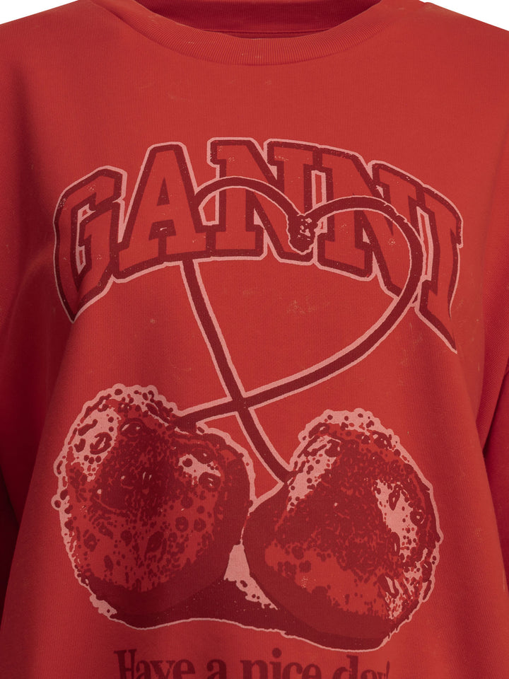 Ganni Cherries Sweatshirts - Rosso | 702b07e383818809ded88c9b6a4e5f39cef683c9