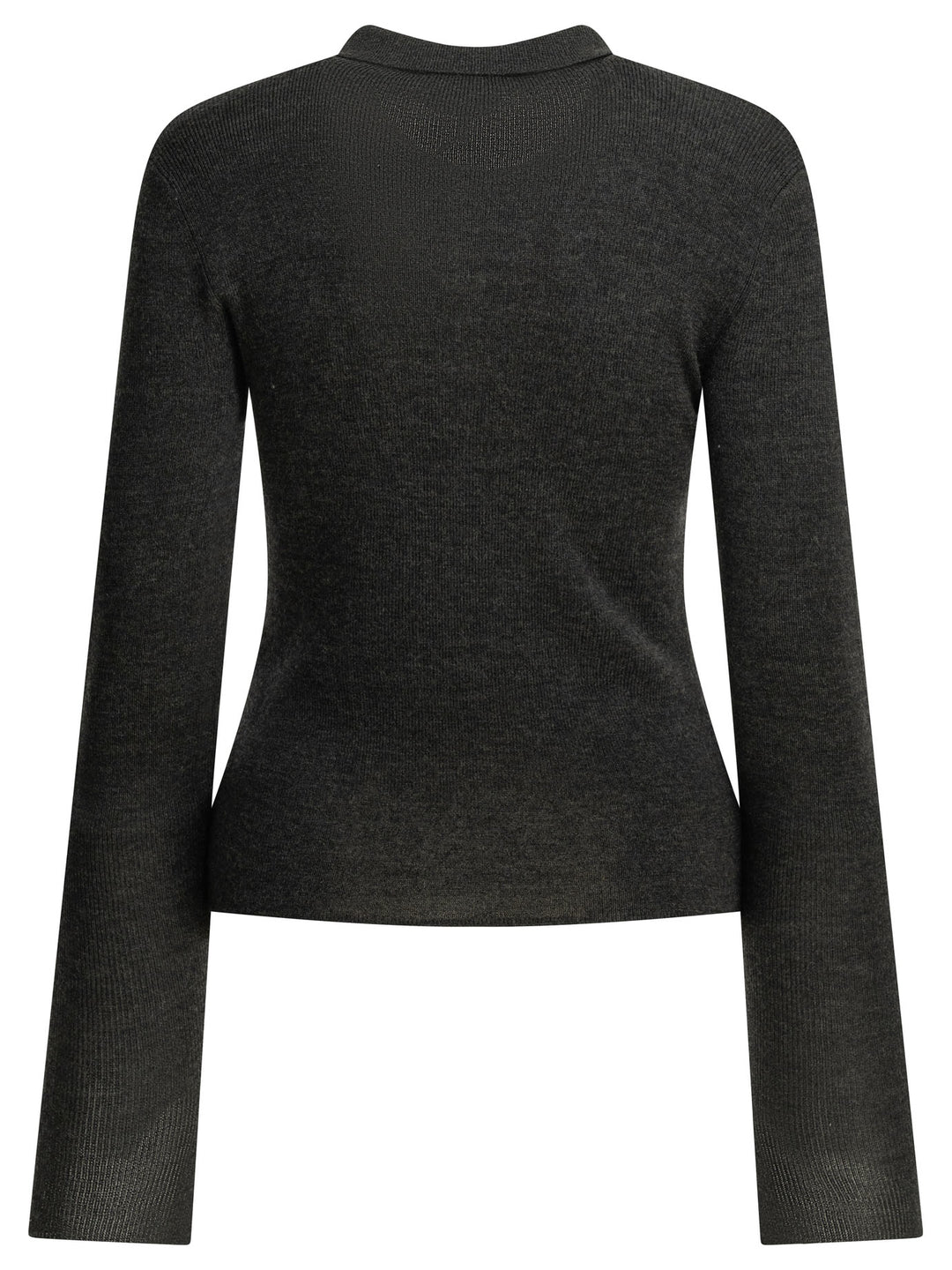 Ganni Logo Polo Sweater Knitwear - Grey | 66adcafb048692299311282bc393b32e1cec06de