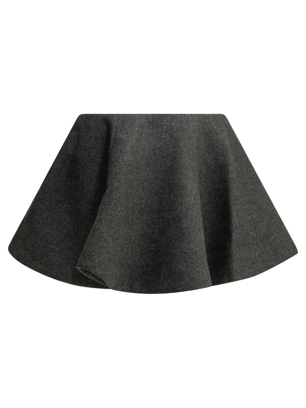 Flared Wool Miniskirt Gonne Grey