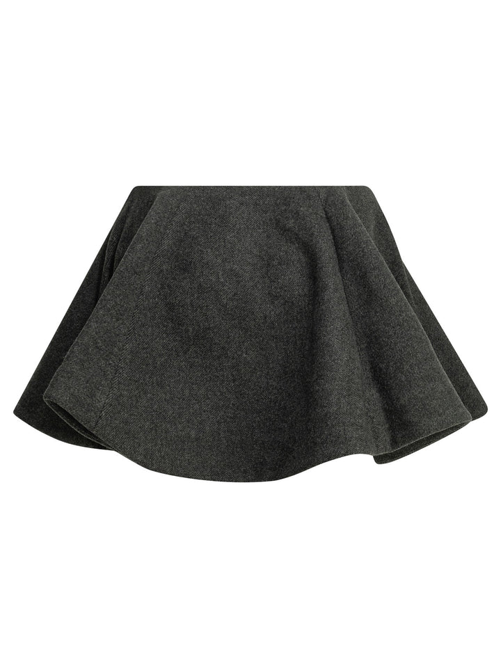 Ganni Flared Wool Miniskirt Gonne - Grey | e0c64d02be1b0c3313ca50f7e6e9b4f873685bf8