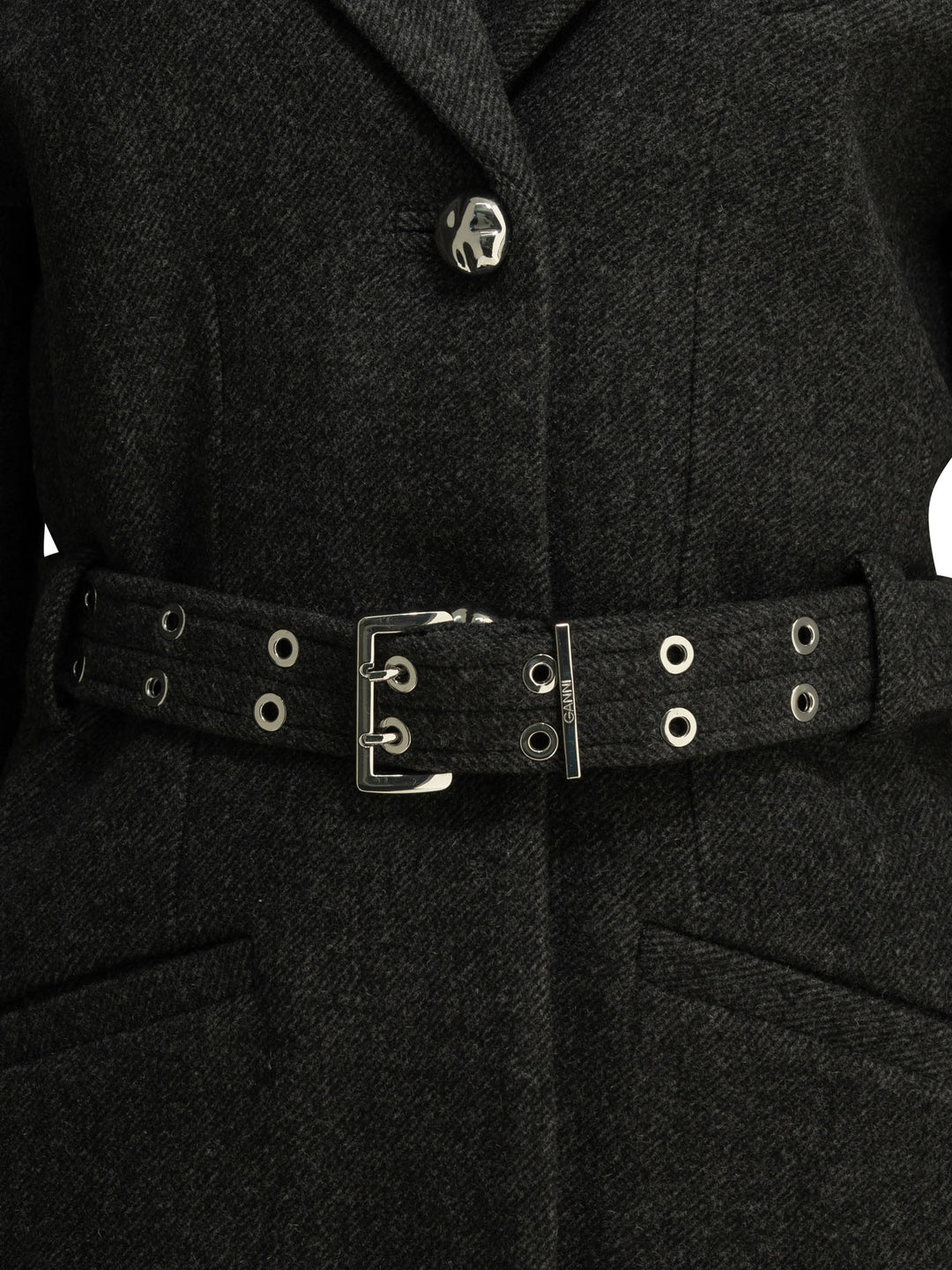 Ganni Lightweight Wool Jacket Jackets and Coats - Nero | 9f6382db76656a8b8257c1b8338d28a3fc5d78de