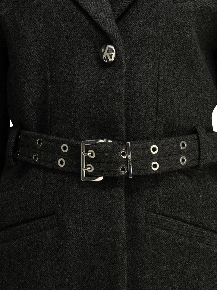 Ganni Lightweight Wool Jacket Jackets and Coats - Nero | 9f6382db76656a8b8257c1b8338d28a3fc5d78de