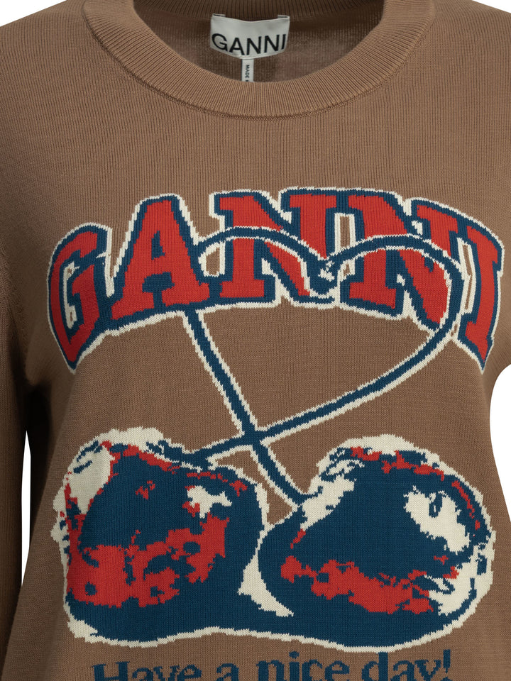 Ganni Cherry Knitwear - Marrone | ba33b1147ff0fdee21fc82b022e32f3e61e6bfd5