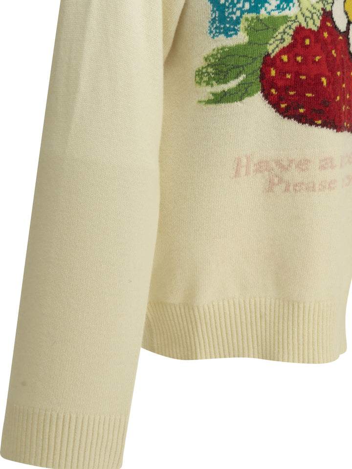 Ganni Strawberry Knitwear - Bianco | eb9d1479f7e9da21960a65a59f833cb7afdccf88