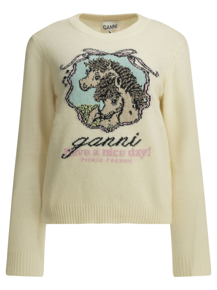 Ganni Horses Knitwear - Bianco | b6db677435ada805be18dcdaea946f008ea8eb4f