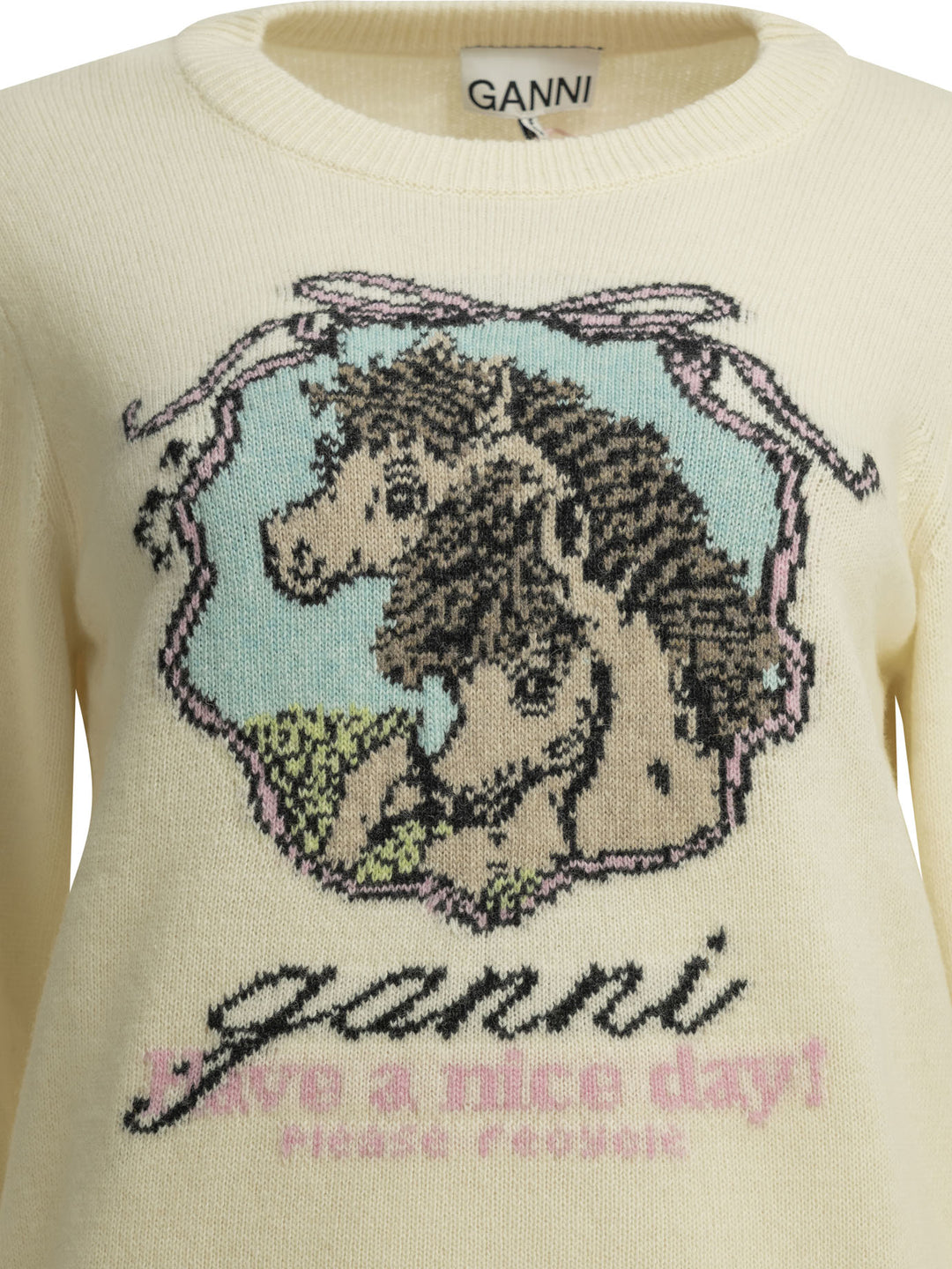 Ganni Horses Knitwear - Bianco | e4dc4ee3f0276ef6cea8ef279487d4e9f765e4f8
