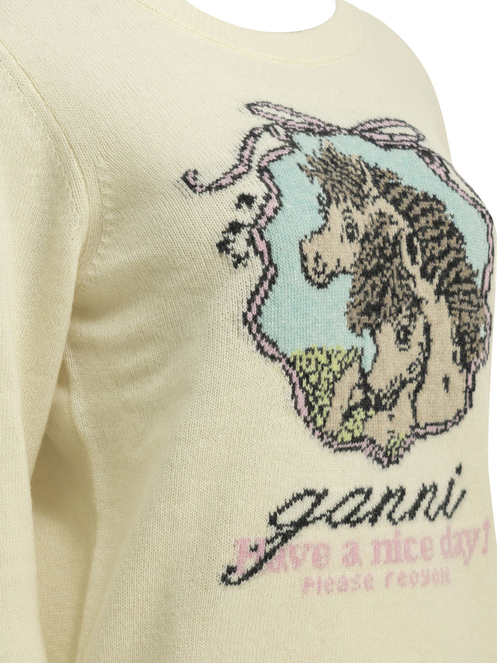Ganni Horses Knitwear - Bianco | 60a1459a6b6bd9b45012a8430552dd5e6e556dd3