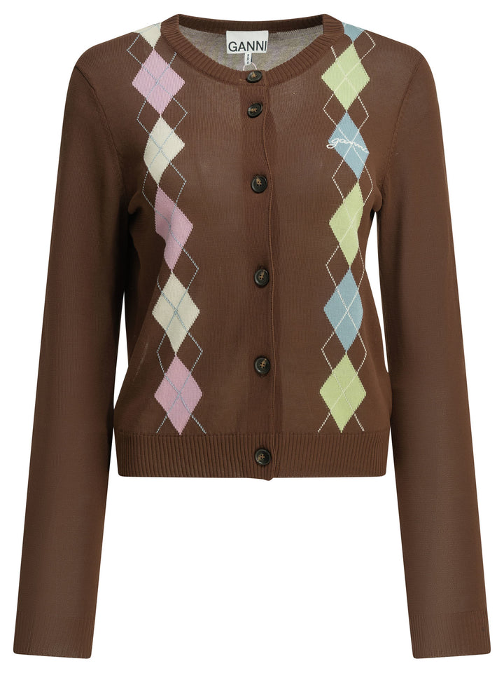 Ganni Argyle Knitwear - Marrone | b4f822f4bde65e5f3d1d4aba4116000fa93f1bdc