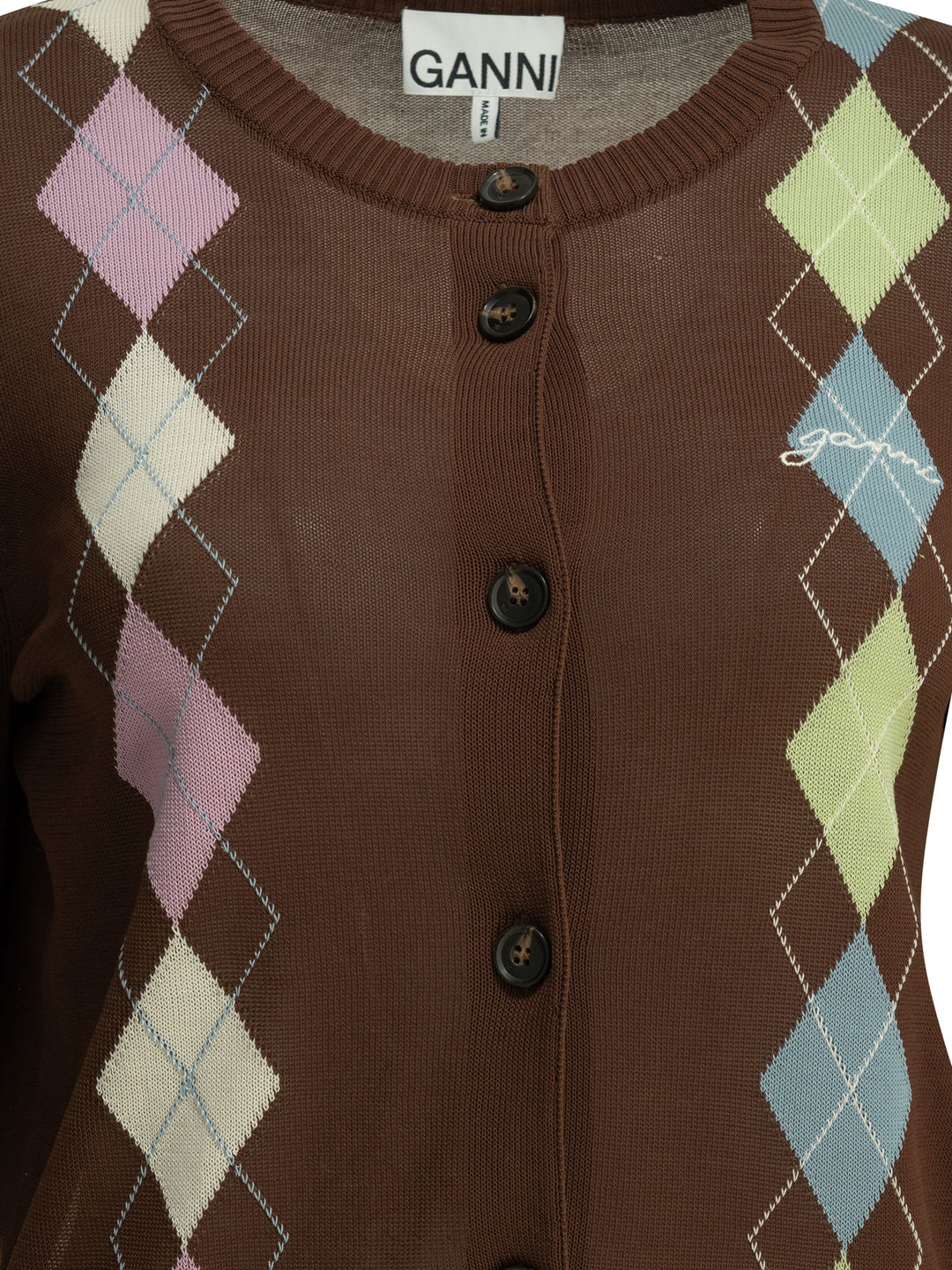 Ganni Argyle Knitwear - Marrone | 1d10a816a93285cc7255028331ed6b9c72fcd92d