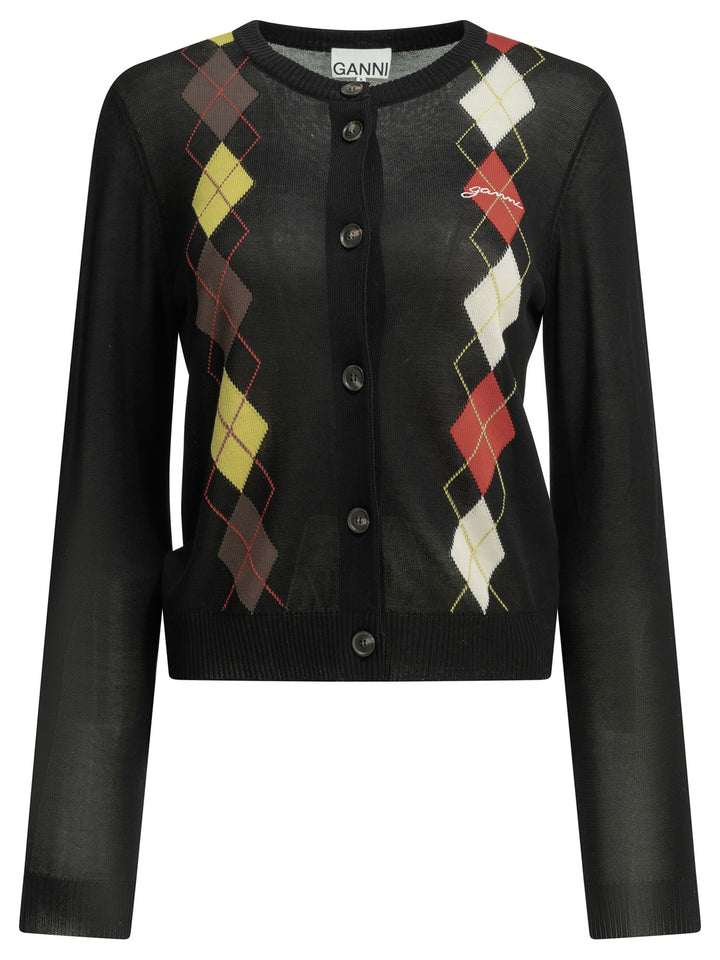 Ganni Argyle Knitwear - Nero | 3495d6a2689ab9c87bfc5e0b8816160f3a95316d