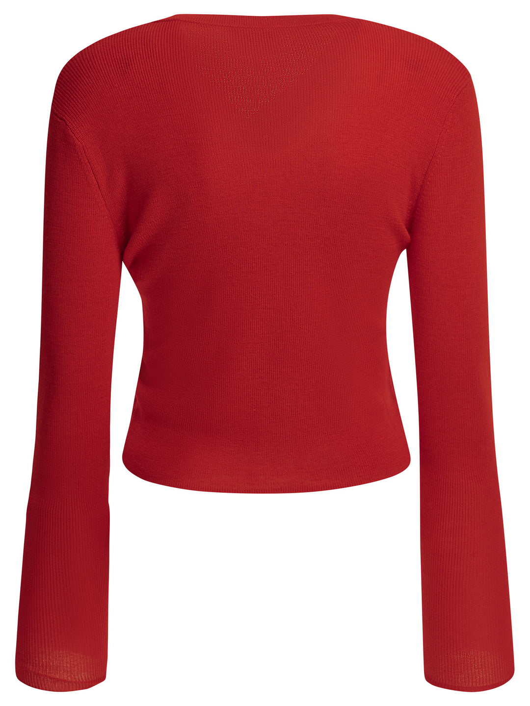 Ganni Merino Wool Cardigan Knitwear - Rosso | f64c4773075ac8954b541d67d933f09b6b44beb3