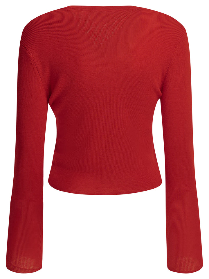 Ganni Merino Wool Cardigan Knitwear - Rosso | f64c4773075ac8954b541d67d933f09b6b44beb3