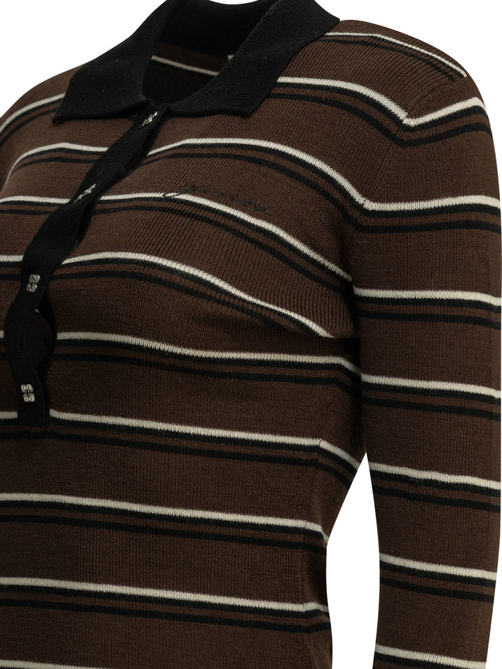 Ganni Striped Wool Polo Sweater Knitwear - Marrone | de0b846d6c33191f8635f6850f17531498a278cc