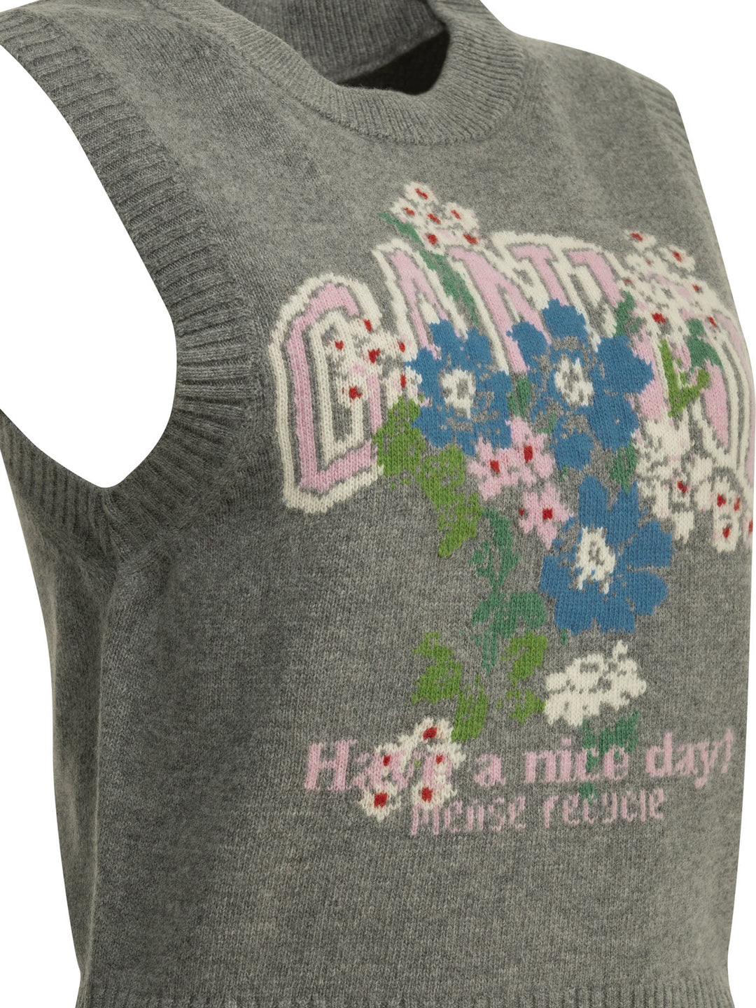 Ganni Flowers Knitwear - Grey | d86bd53ccf0d0e34a0ae8bcf36df9a16c8321ebb