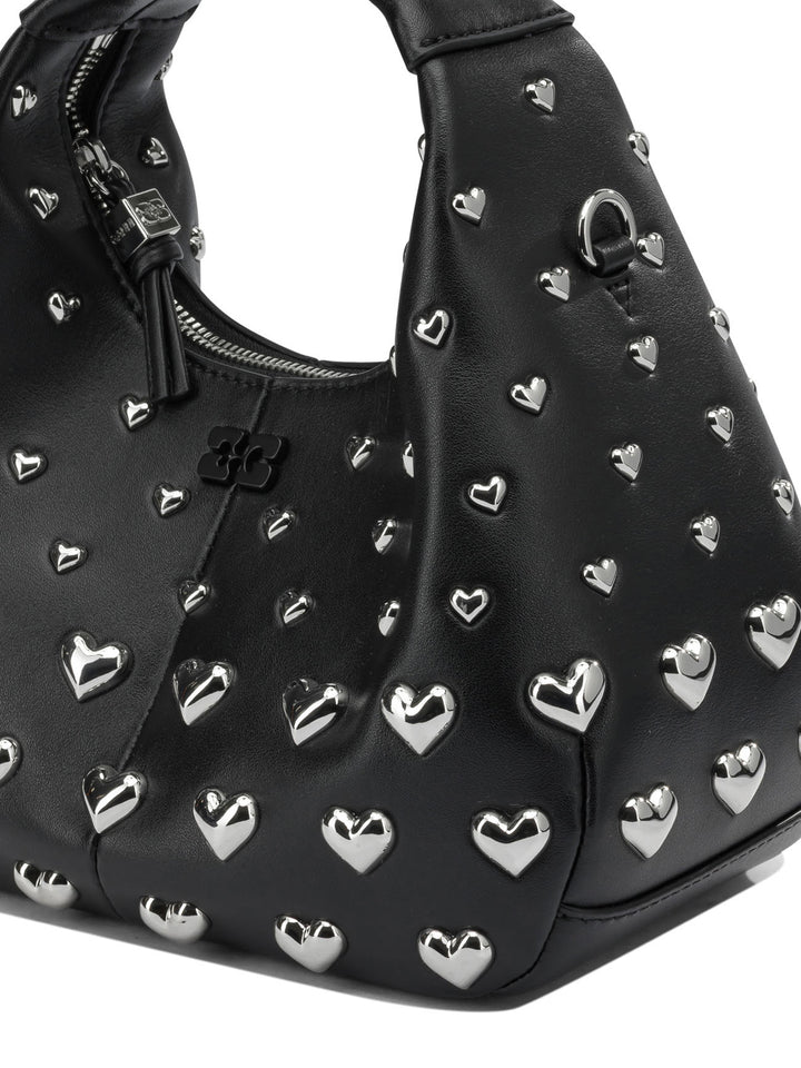 Ganni Mini Hobo Heart Handbags - Nero | c969cc1268c737bde48f02ec3ebfab051ecd3a6f