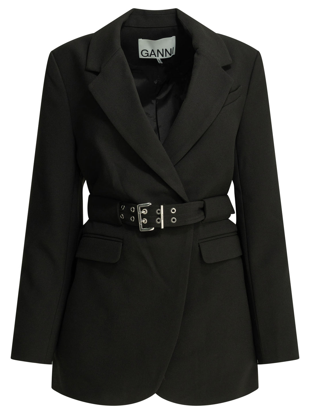 Ganni Crepe Blazer Jackets and Coats - Nero | 8b7e7648162f0e2768ef98de917b5cd5a6a3a3c2