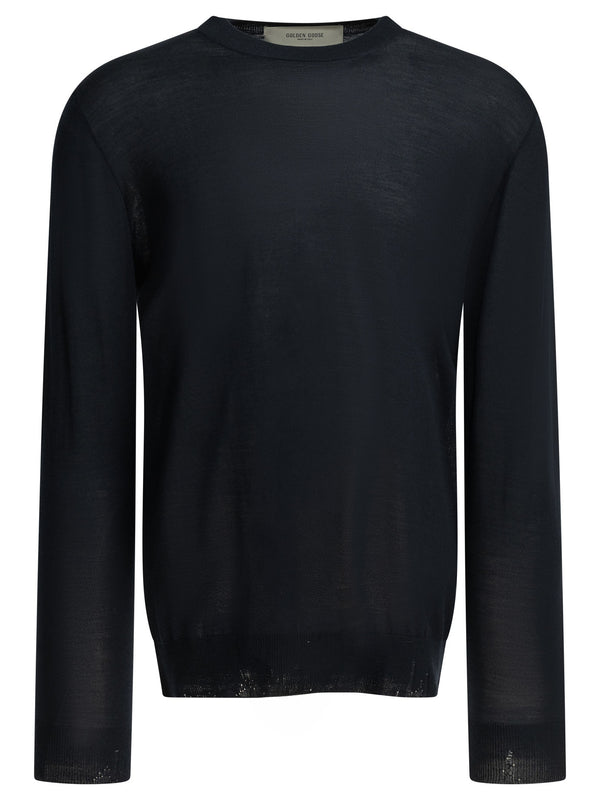 Wool Crew Neck Sweater Knitwear Blu