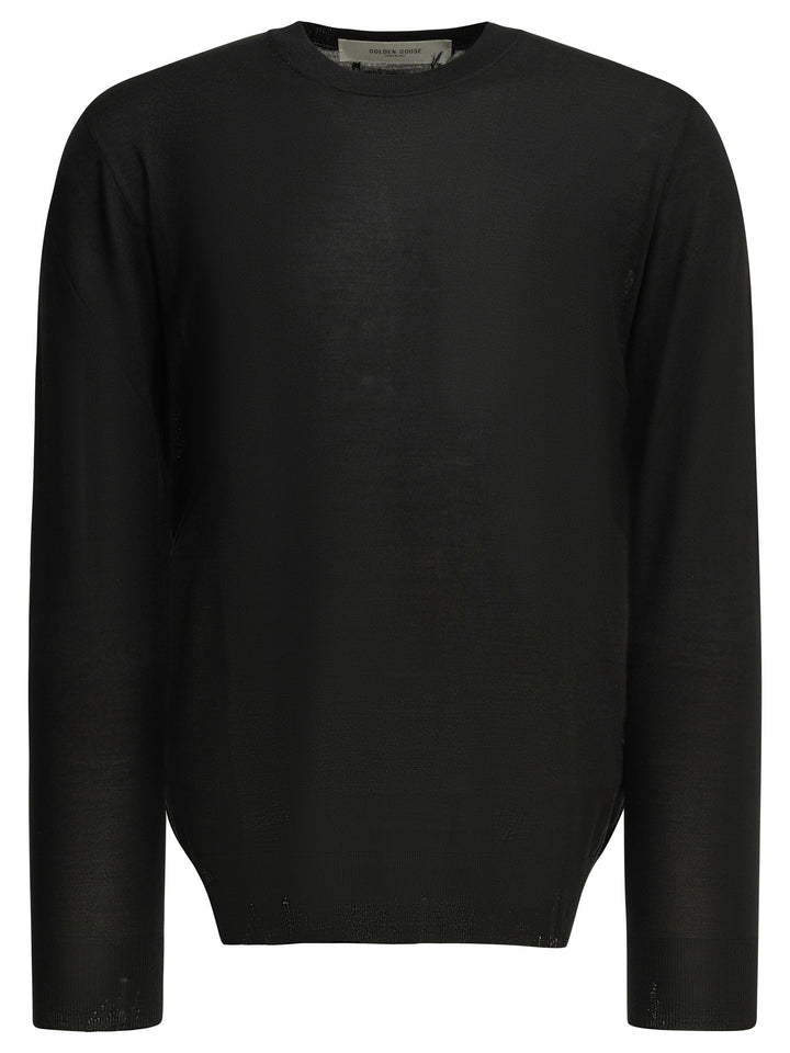 Golden Goose Wool Crew Neck Sweater Knitwear - Nero | 09260f76d77384e11ca9a1569a5b94a0c0cd2e26