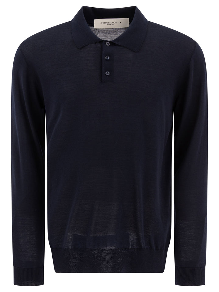 Golden Goose Wool Polo Sweater Knitwear - Blu | b07b3e6401514bc23a55129a8341d236a240f37f